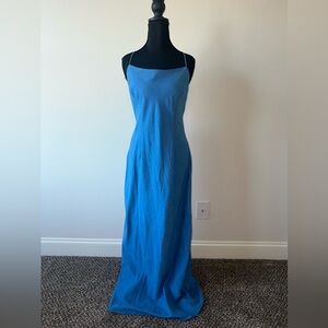 NWT Lulus Strappy Blue Maxi Dress with Lace Up Back Size Large
